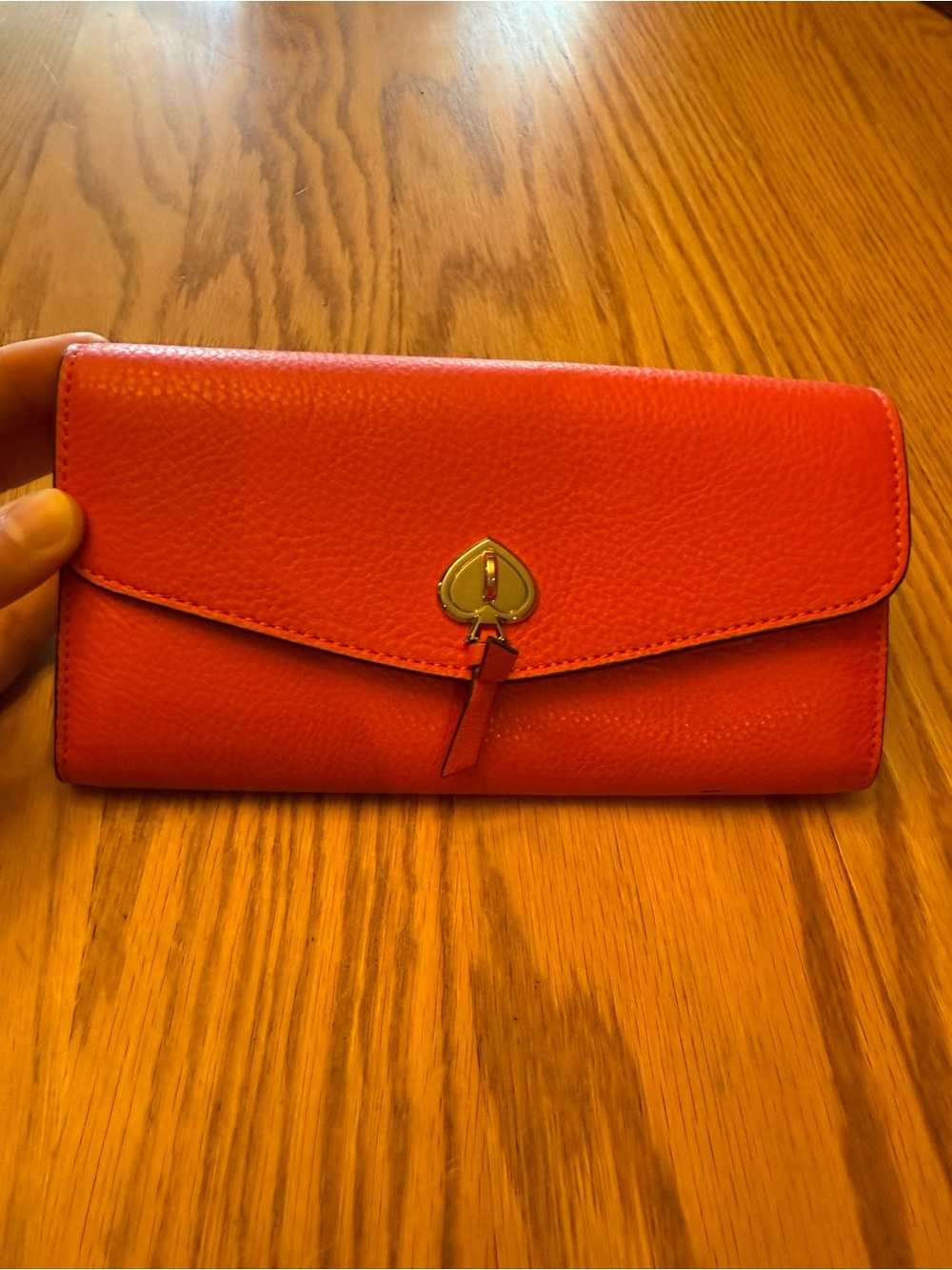Kate Spade Hot Coral Pink Leather Envelope Wallet